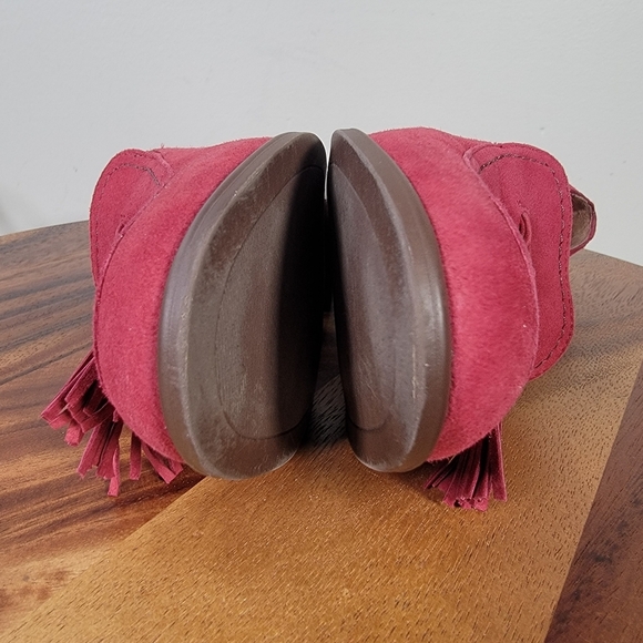 Naturalizer Trixie Red Suede Loafers Women's Size 7 Block Heel Tassels - Picture 8 of 12